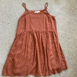 LOFT rust orange summer mini dress dot print medium